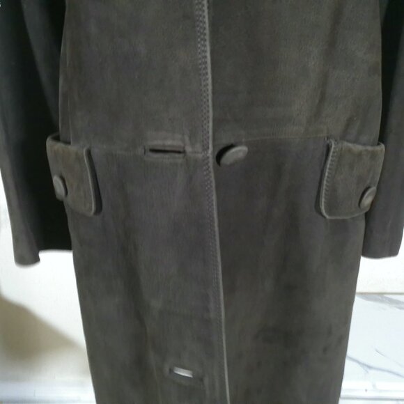VTG 60's women Ultra Suede Coat Dark Brown 3 Button Long Sleeve Mid Length - Picture 3 of 7